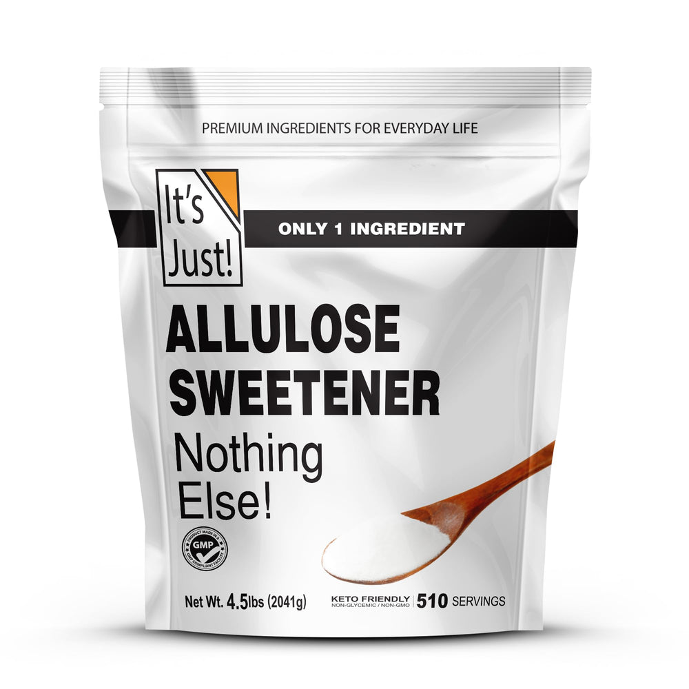 It's Just! Allulose bottle front view for easy sugar substitute in beverages.