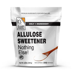 It's Just! Allulose bottle front view for easy sugar substitute in beverages.