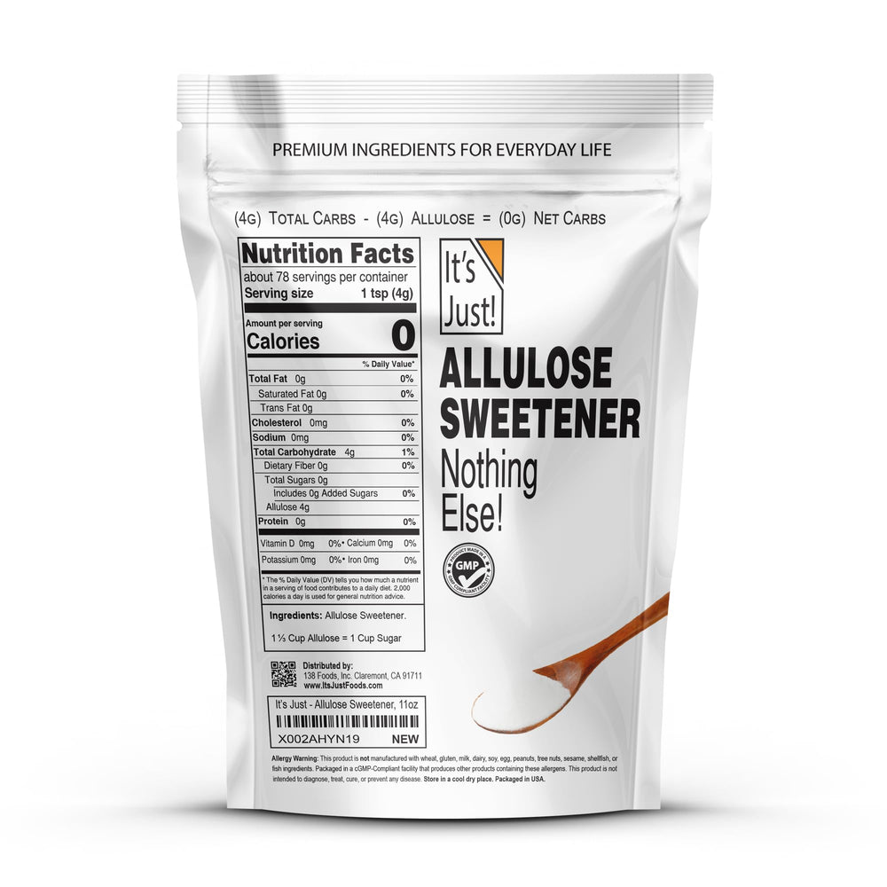 It's Just! Allulose stand-up pouch for easy, fresh use.