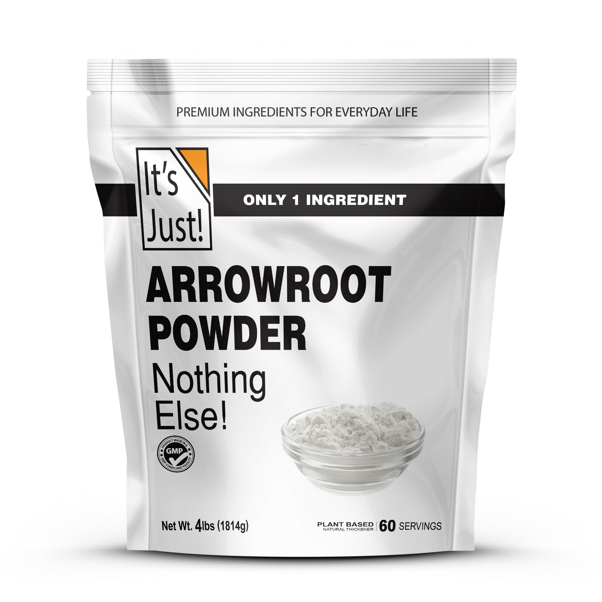 It's Just Arrowroot Powder close-up of fine grain for smooth gluten-free thickening.