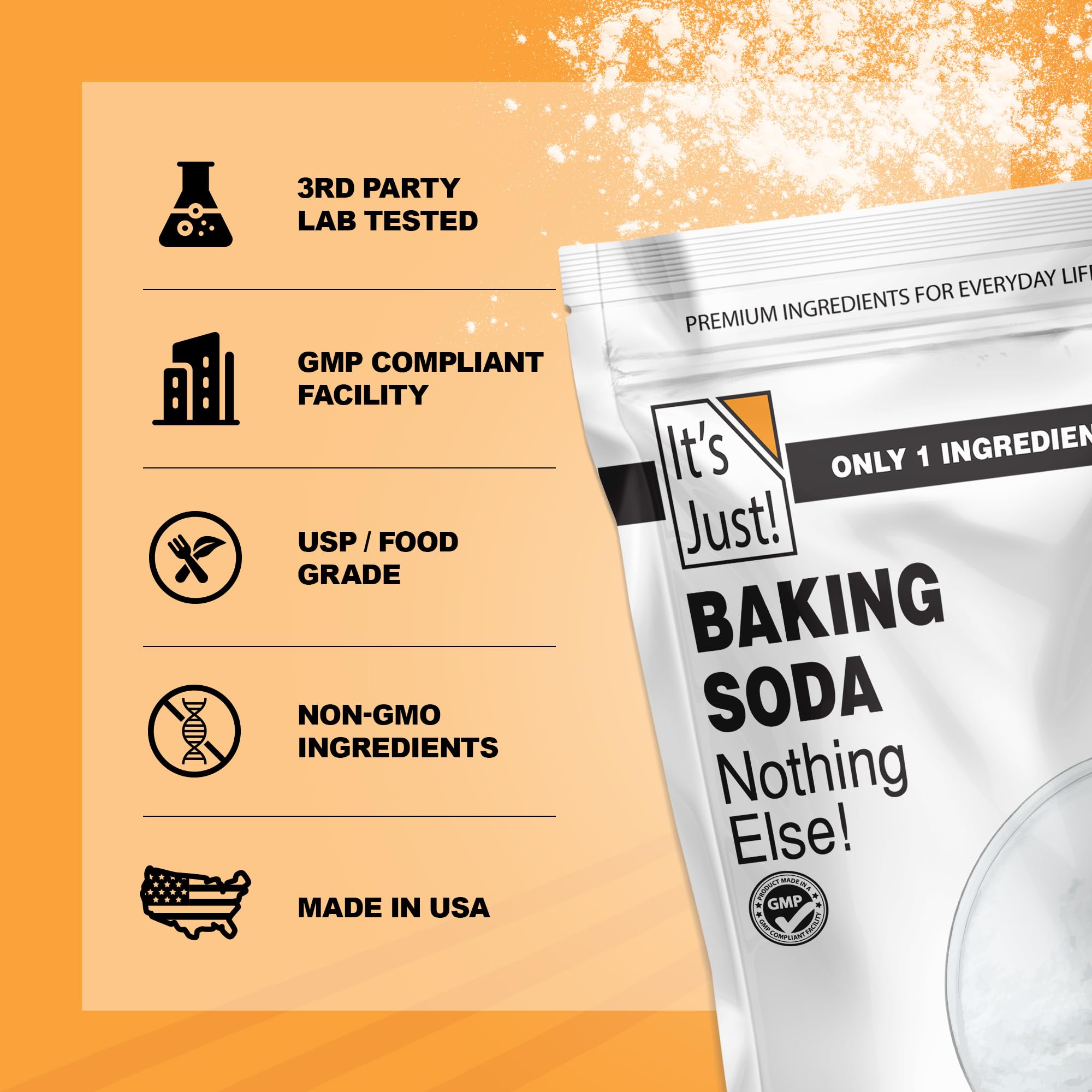 It's Just! baking soda with citric acid for fizzy bath bombs prep.
