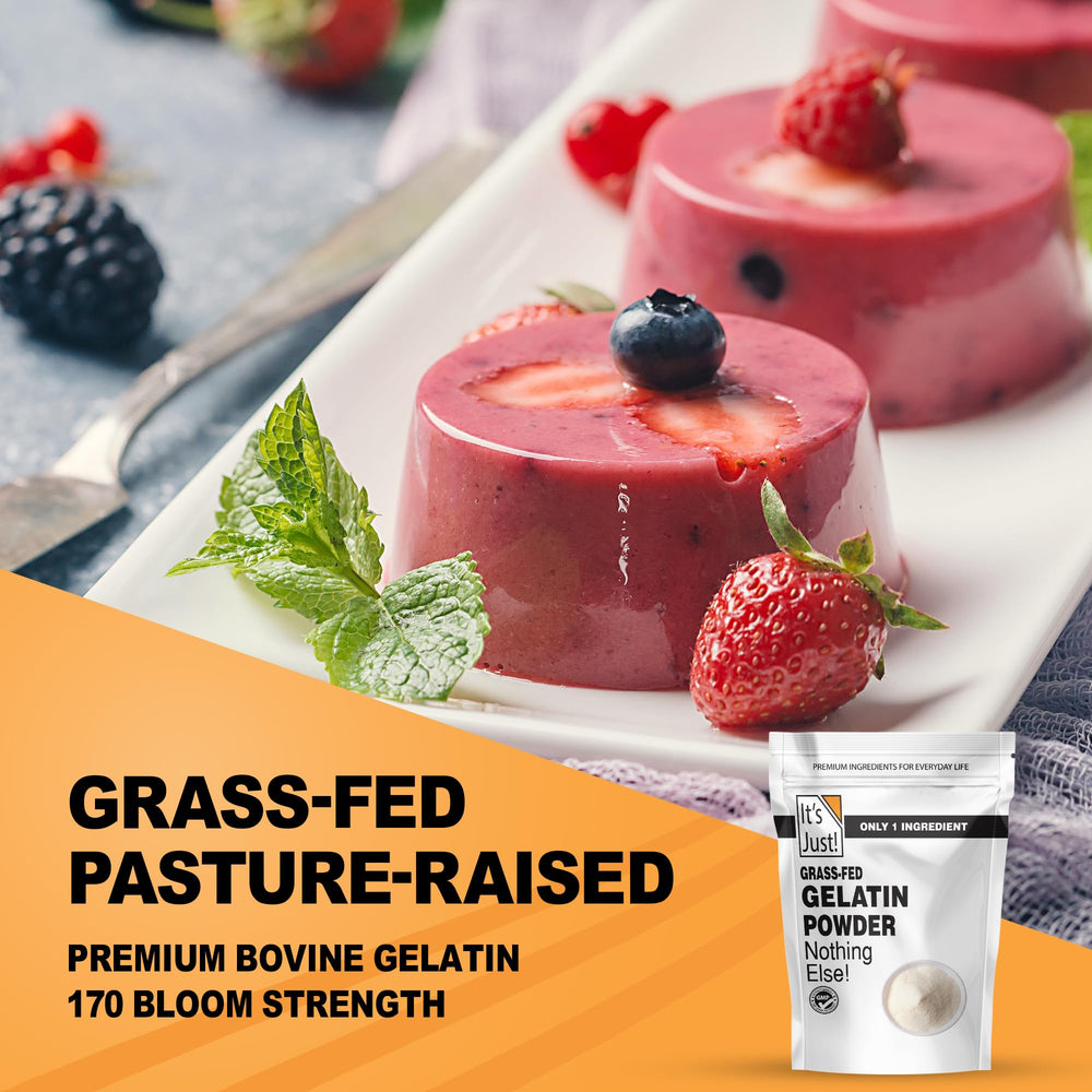 It's Just gelatin powder desserts prep demonstrates versatile thickening for puddings and mousses.