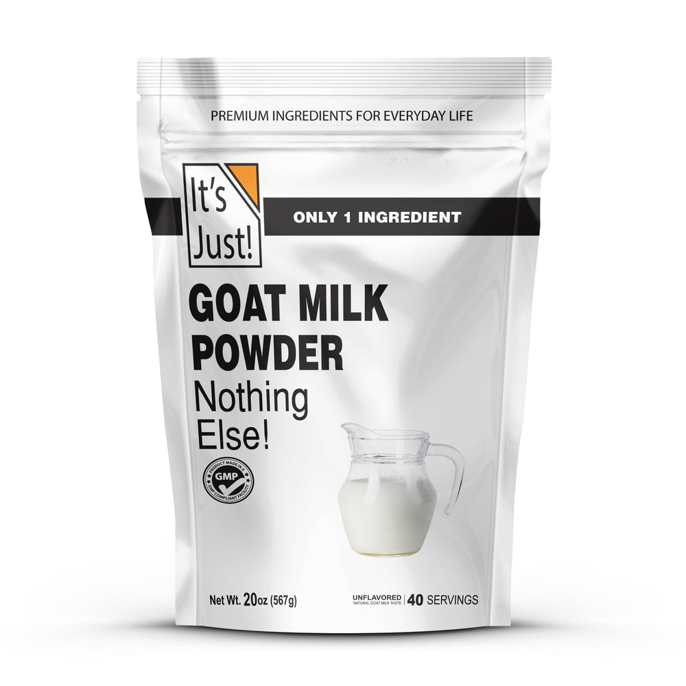 It's Just! goat milk powder bag with 1.25 lb pouch for daily use