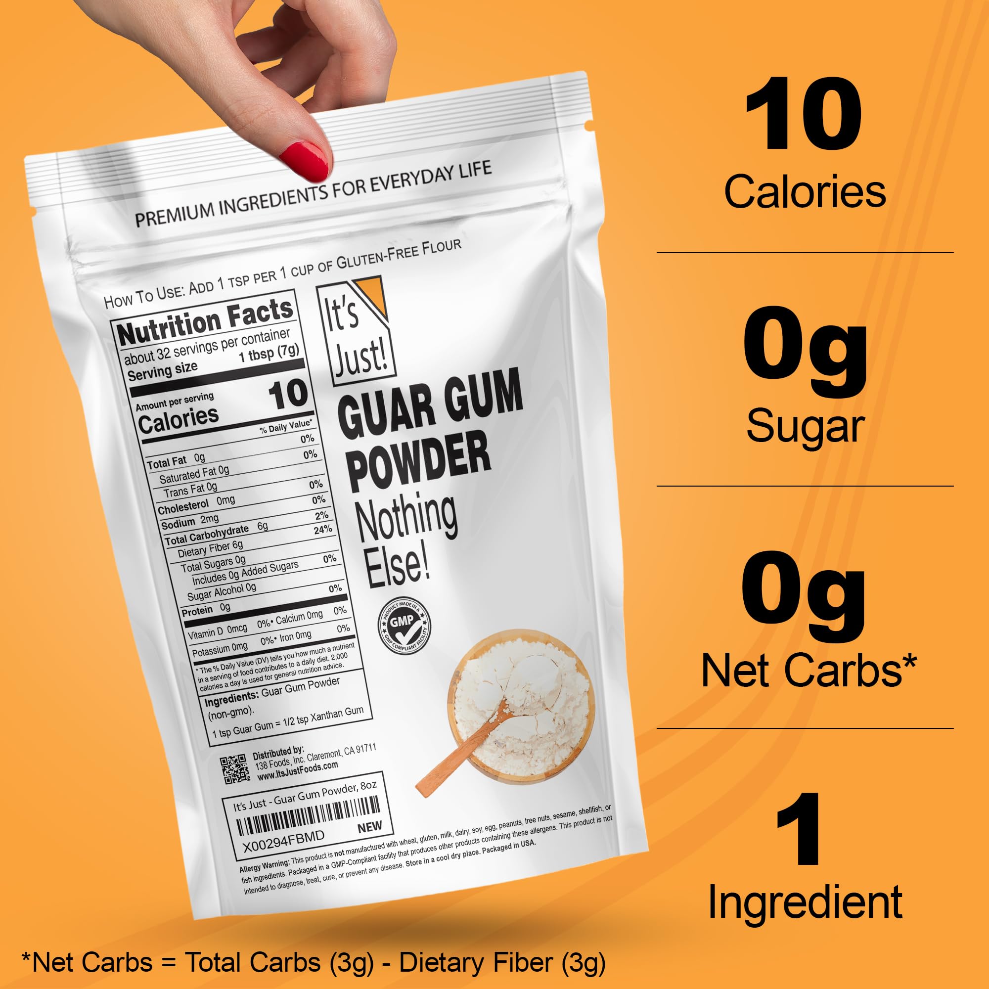 It's Just! Guar Gum in kitchen with ice cream and frozen desserts.