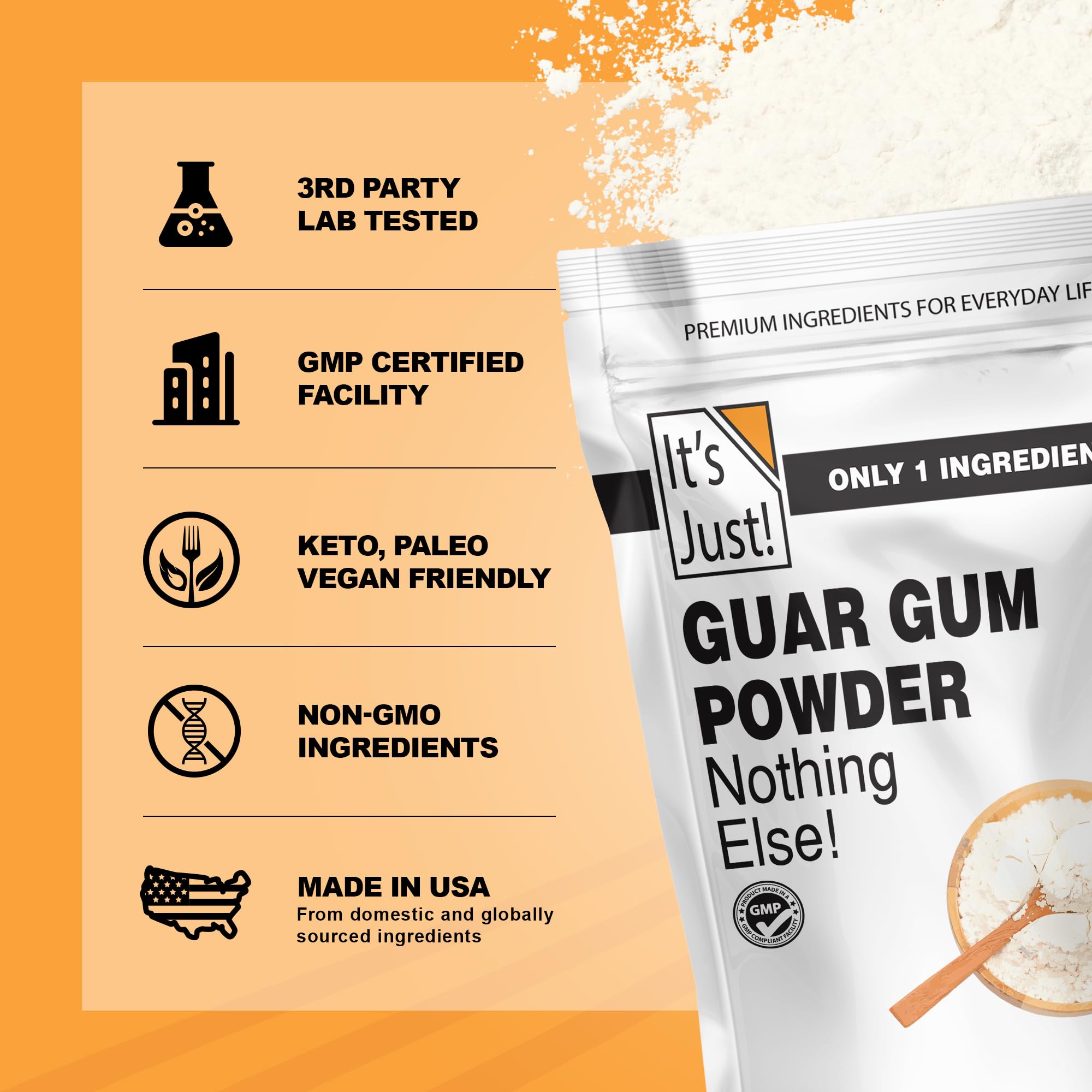 It's Just! Guar Gum powder whisked into a smoothie for texture.