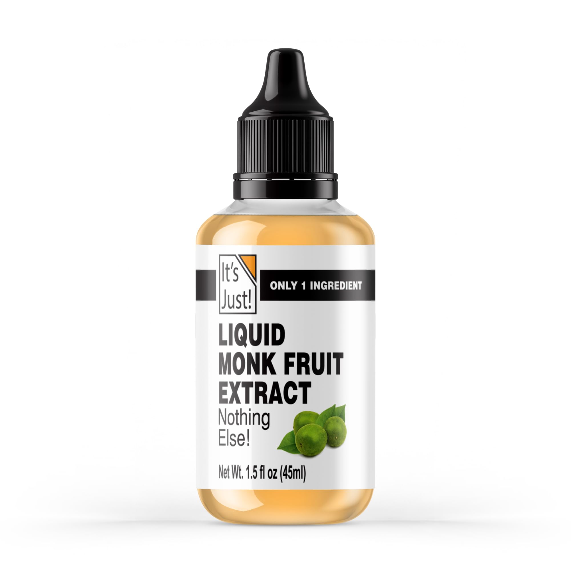 It's Just! liquid monk fruit extract dropper bottle offering zero-calorie sweetness.