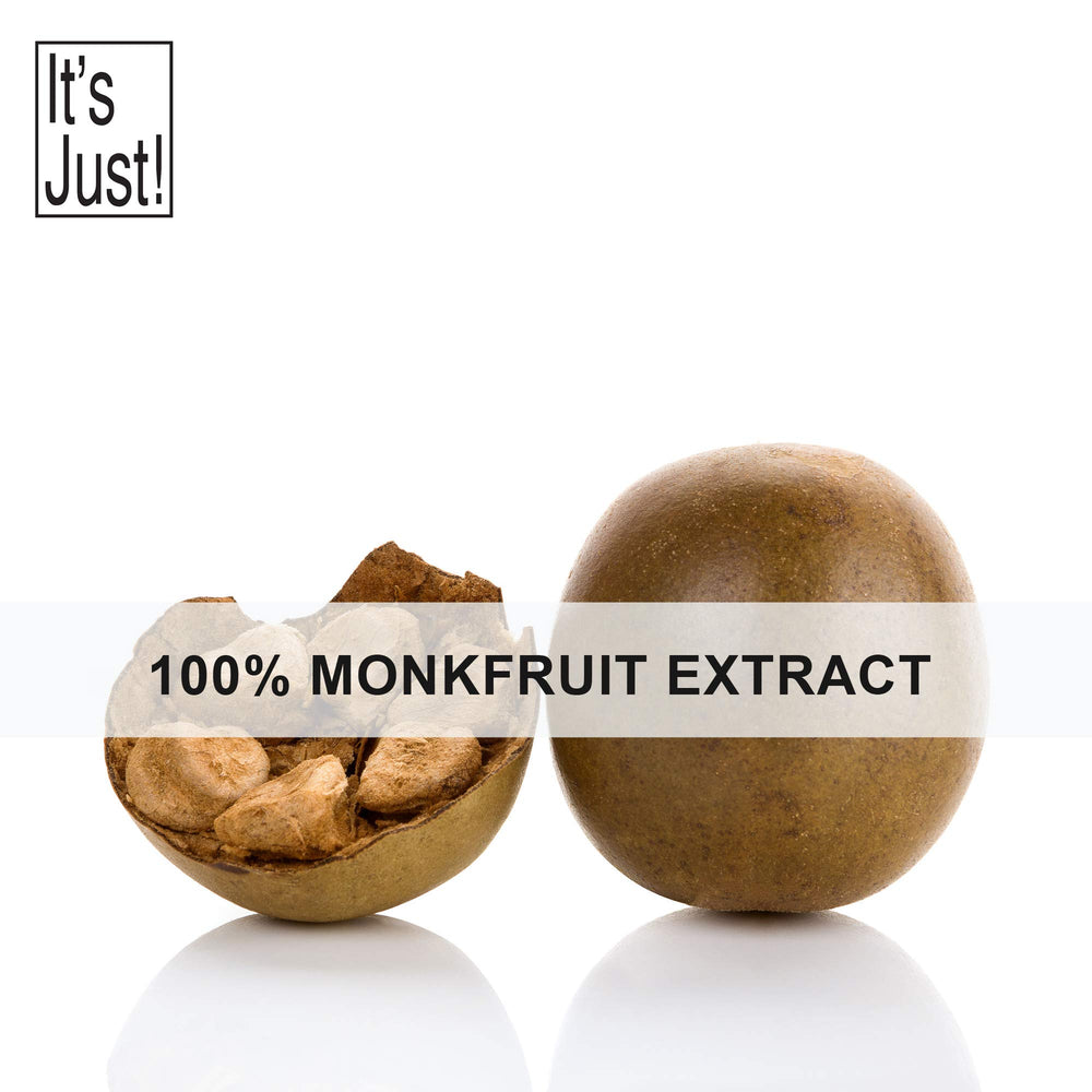 It's Just! monkfruit powder on baking highlights versatile, sugar‑free flavor enhancement.