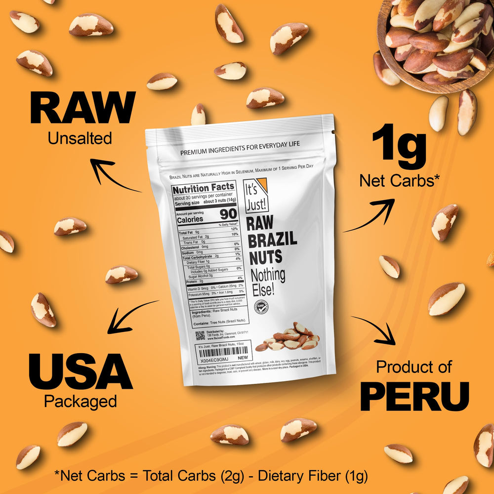 It's Just! Brazil nuts featured in trail mix for versatile snacking.