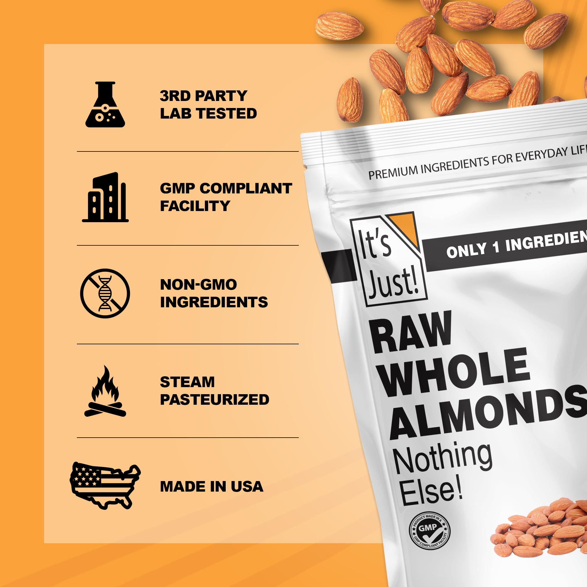 Its Just resealable bulk packaging keeps almonds fresh longer