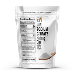 It's Just! Sodium Citrate label close-up for emulsification and oil separation prevention.