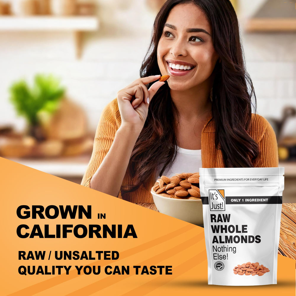 Its Just steam-pasteurized almonds preserving flavor and safety