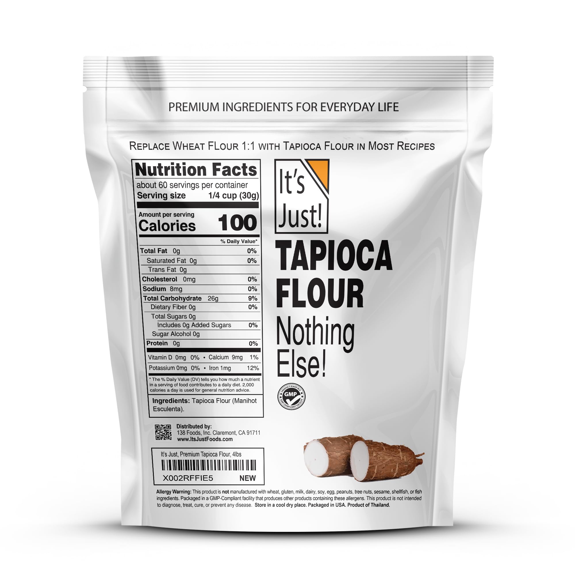 It's Just! Tapioca Flour on a scoop ready for 1:1 substitution.