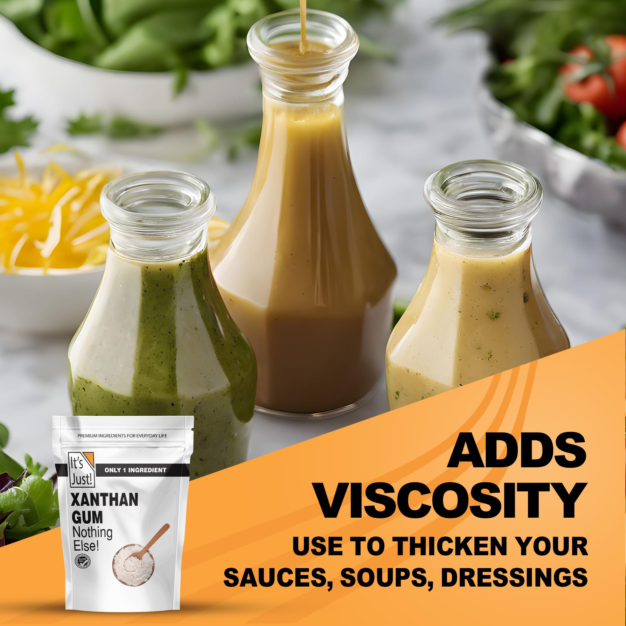 It's Just! Xanthan Gum thickens creamy sauce in a pan