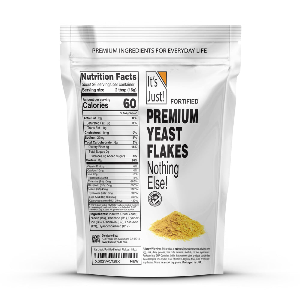 It's Just! Yeast Flakes creamy-nutty flavor enhances casseroles and pastas.