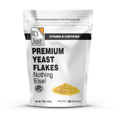 It's Just! Yeast Flakes front packaging showcases a versatile pantry staple with savory flavor.
