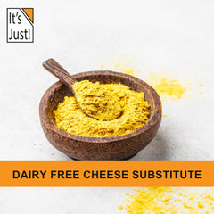 It's Just! Yeast Flakes sprinkles on dishes for a cheesy, savory boost.