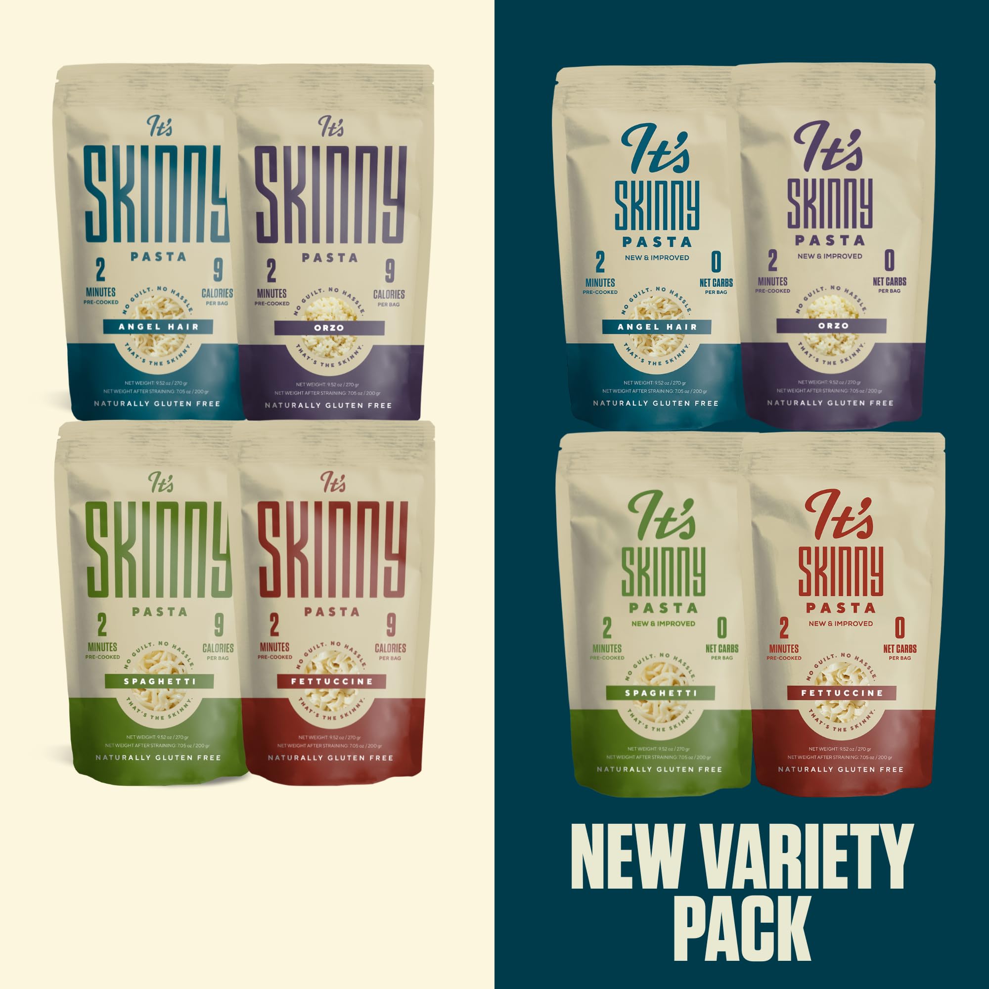 It's Skinny Pasta konjac noodles deliver high fiber texture.