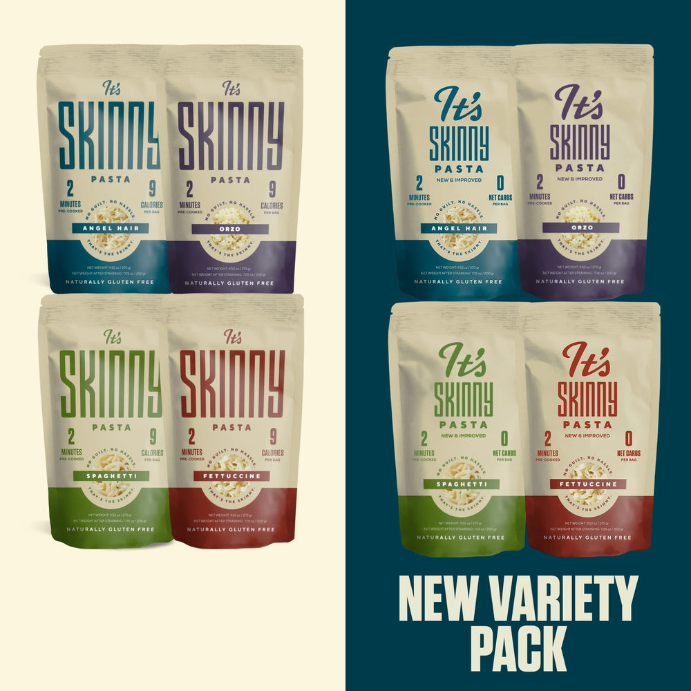 It's Skinny Pasta konjac noodles deliver high fiber texture.