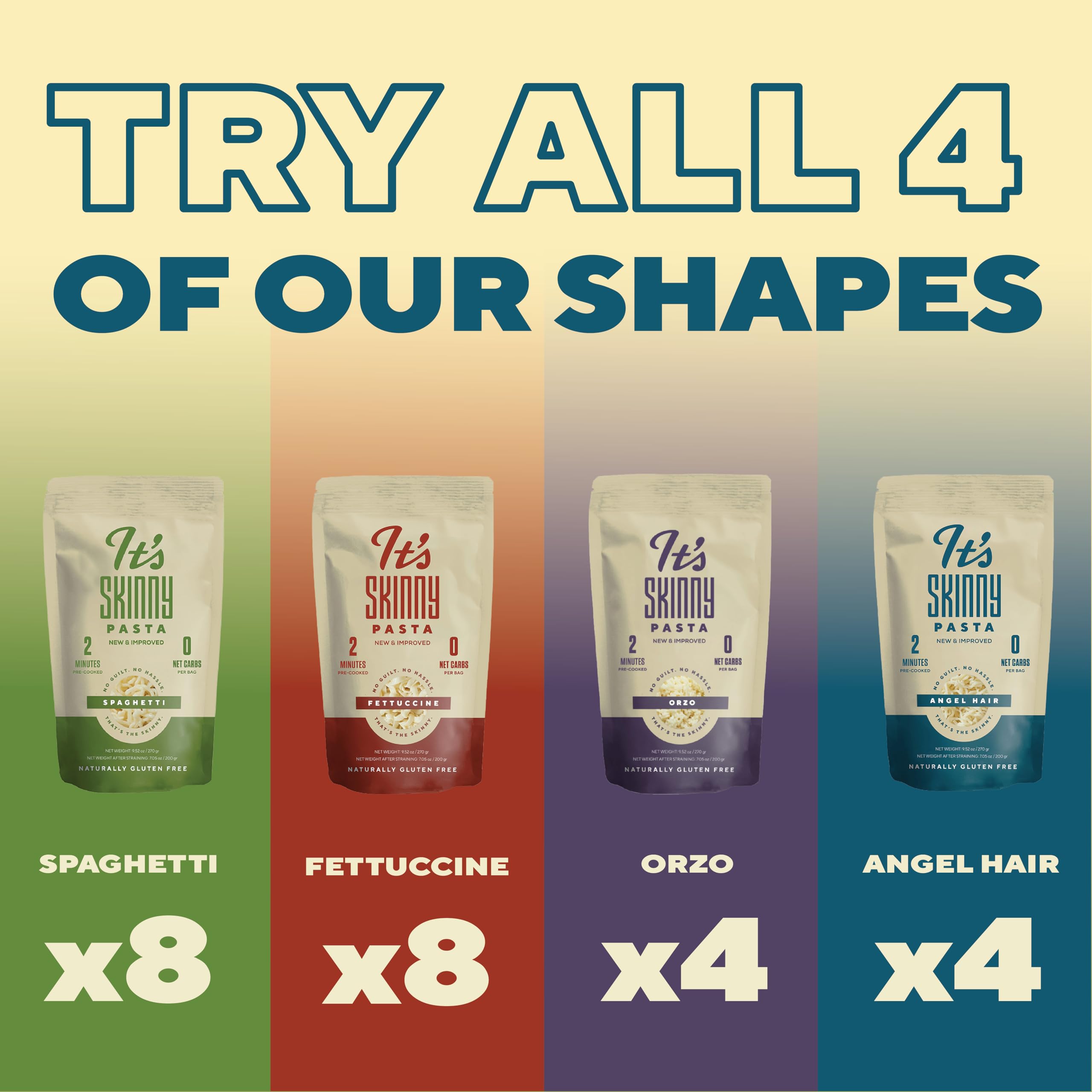 It's Skinny Pasta orzo pack — versatile base for salads and side dishes.