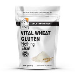 It's Just! Vital Wheat Gluten Flour bag boosts dough strength for bakery-style loaves.