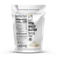 It's Just! Vital Wheat Gluten Flour dough texture enhances elasticity for chewy breads.