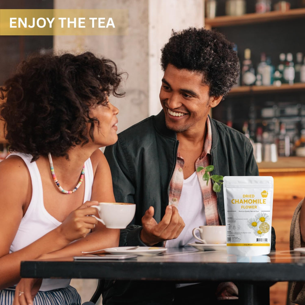 Iyasa Holistics dried chamomile flowers closeup emphasize vibrant blooms for infusion.