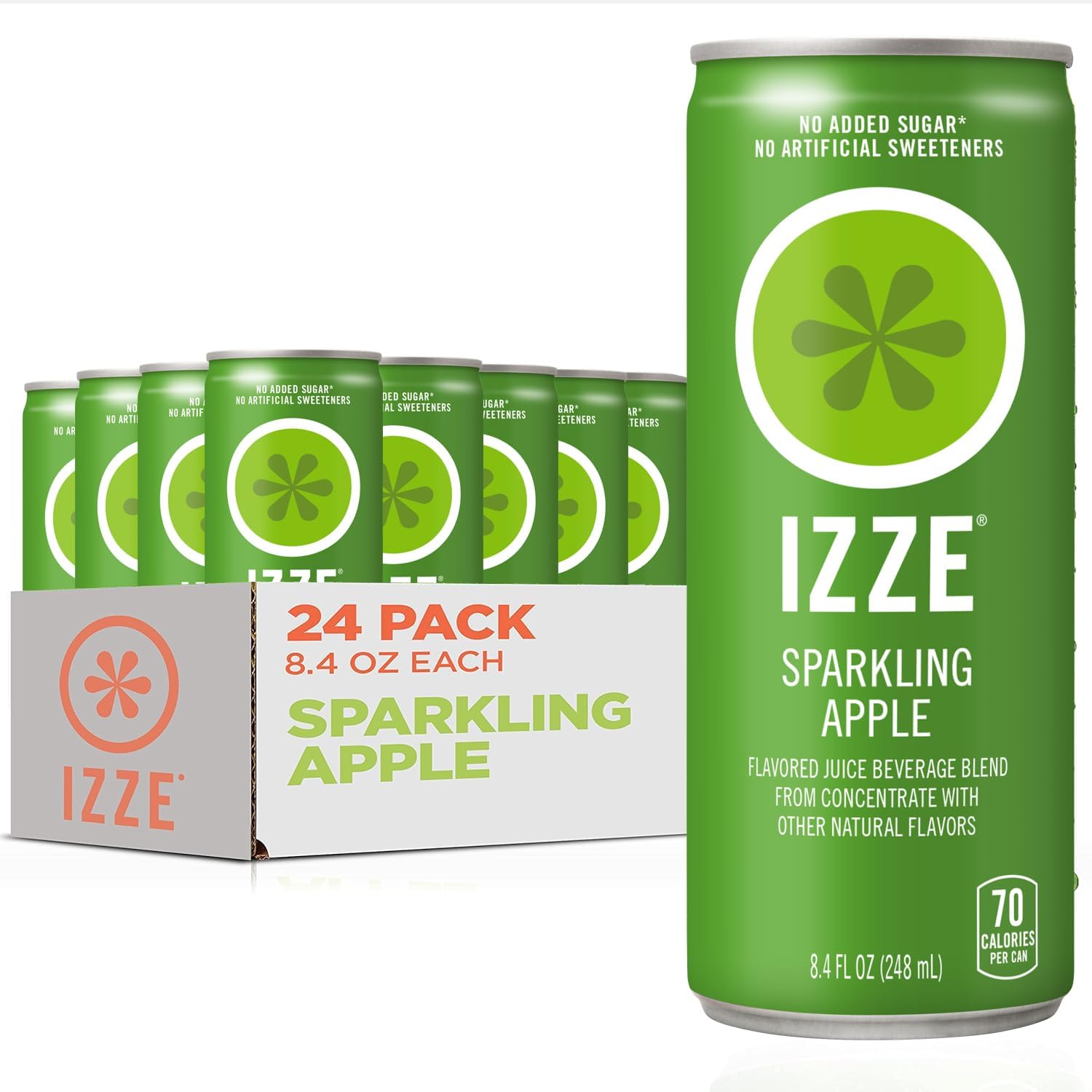 IZZE Apple sparkling juice bottle shows bold real fruit flavor and refreshing clarity.