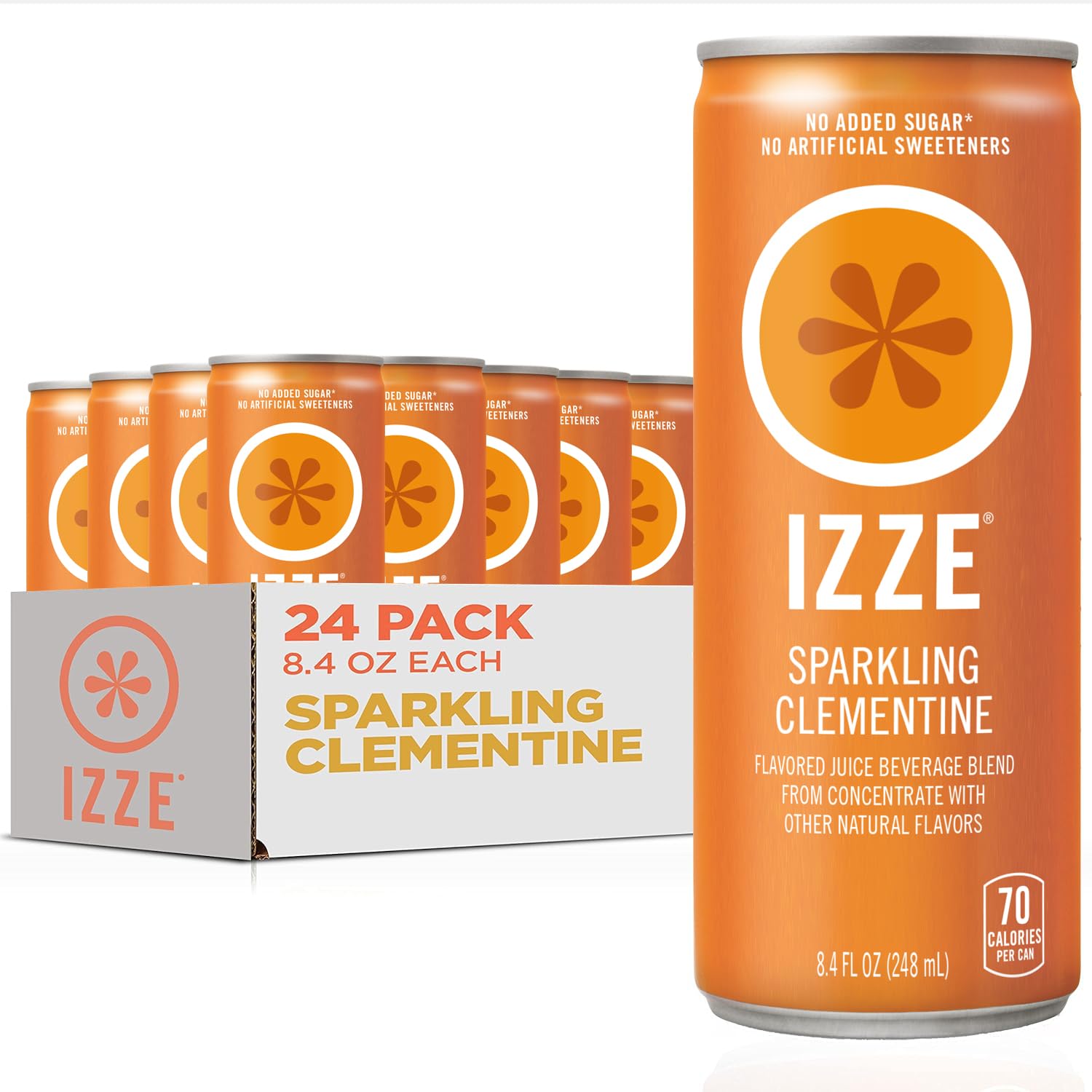 IZZE Clementine bottle and can showcase bold citrus flavor for on-the-go refreshment