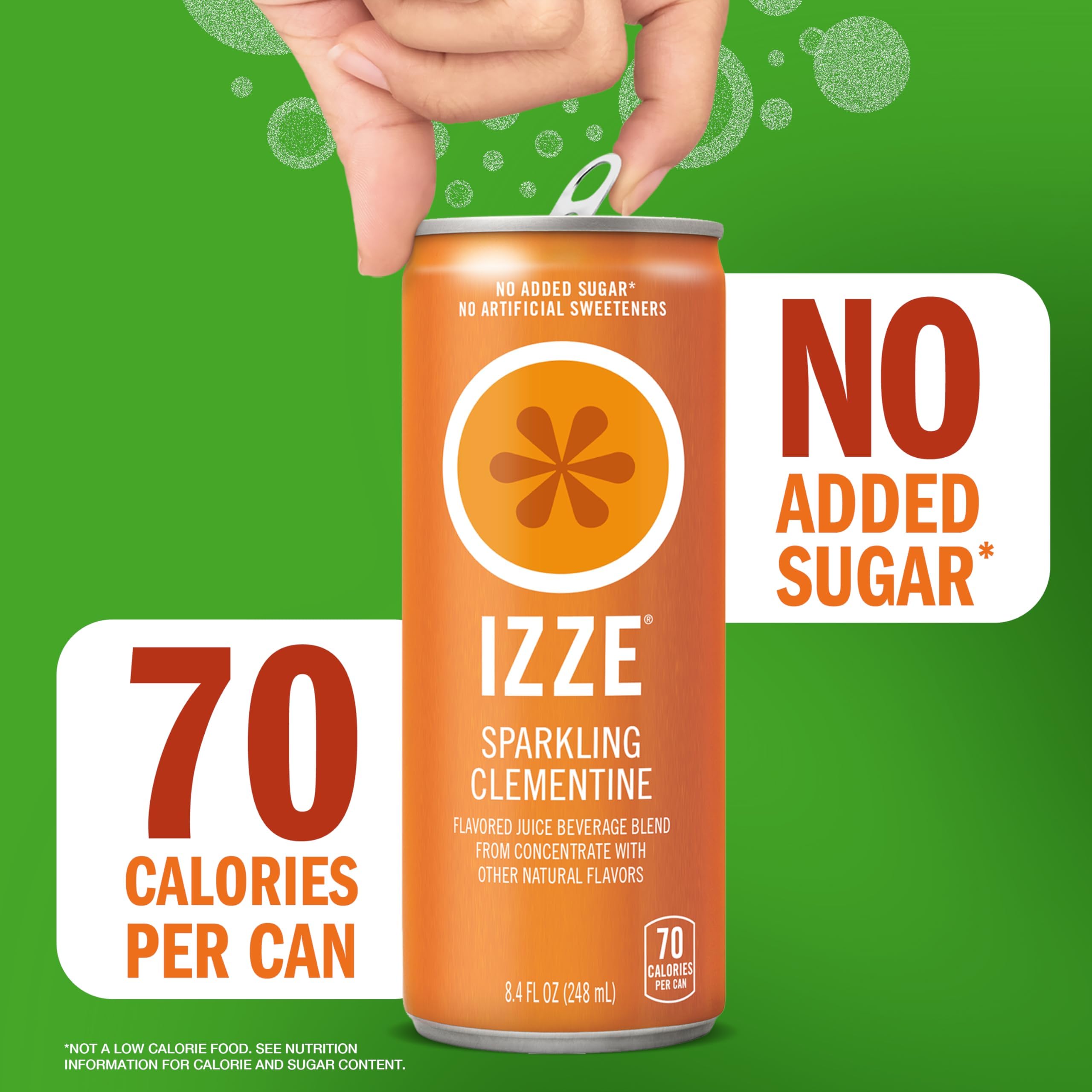 IZZE Clementine bottle and glass on a bright party table