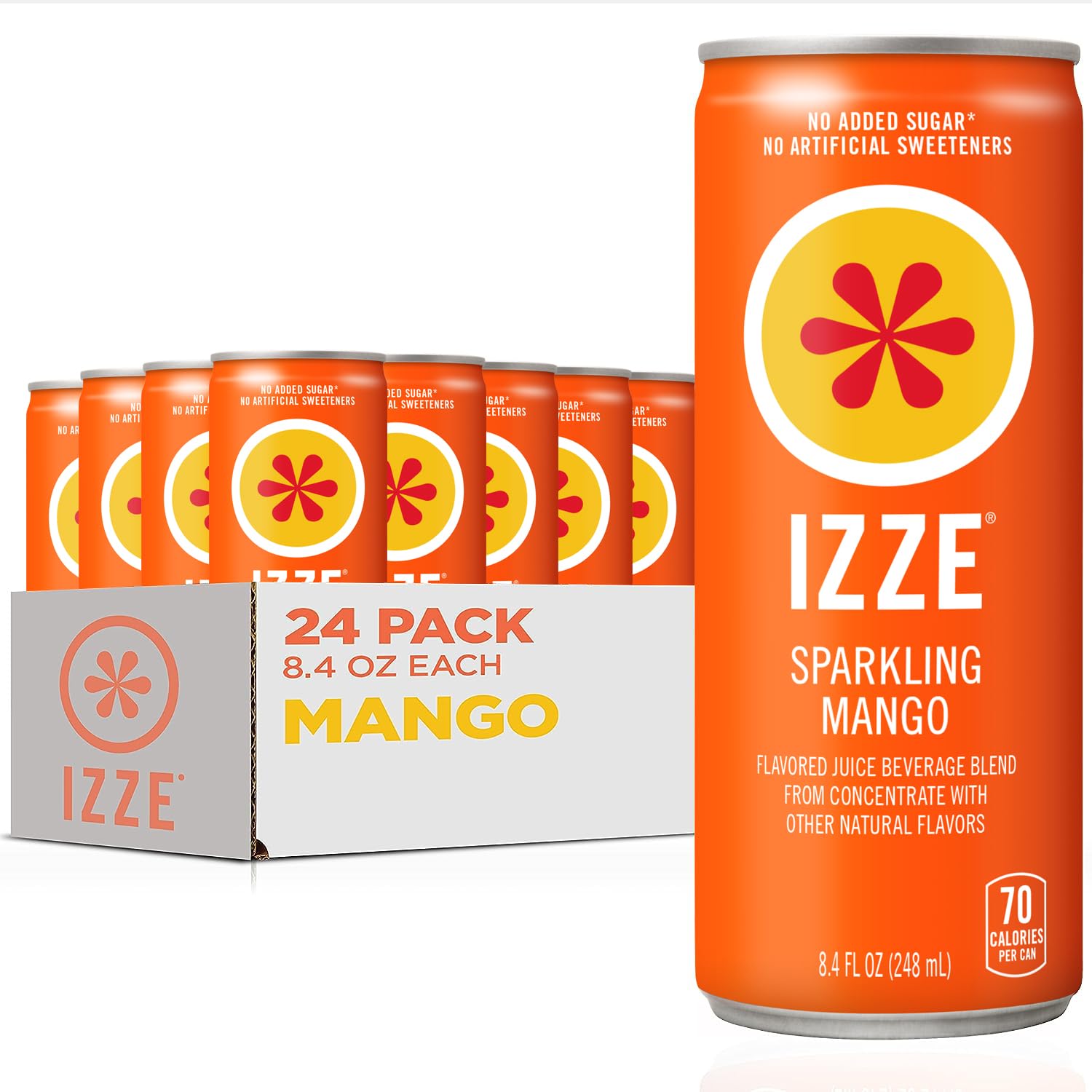 IZZE Mango Sparkling Juice bottle with bold mango aroma and fizz.