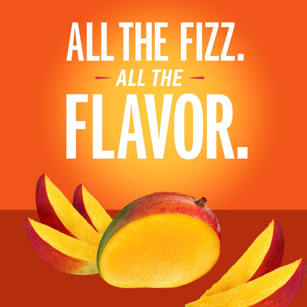 IZZE Mango Sparkling Juice label highlights non-GMO ingredients.