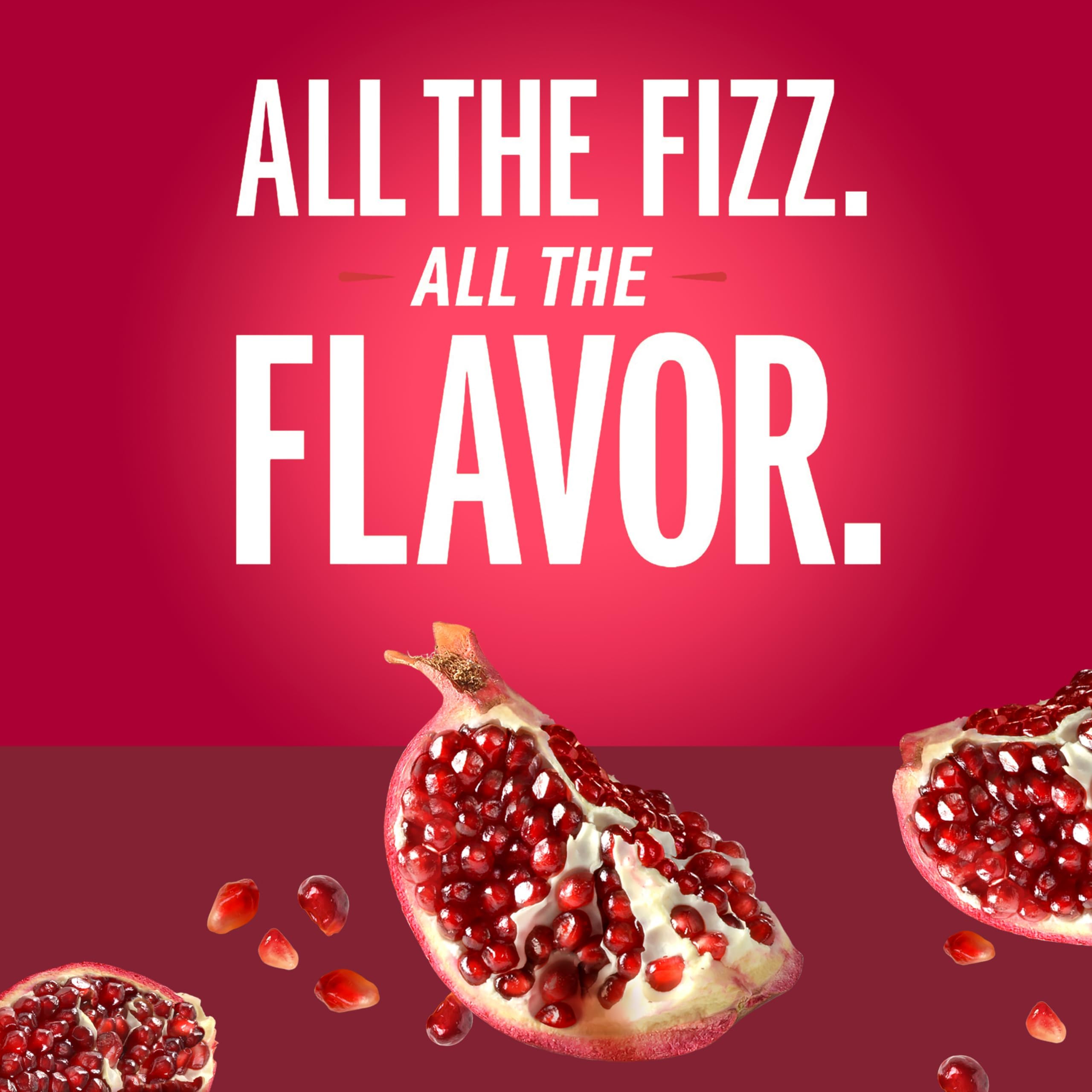 IZZE pomegranate glass serve emphasizes perfect pair with snacks.