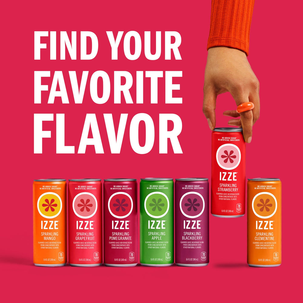 IZZE pomegranate label close-up communicates bold fruit promise.