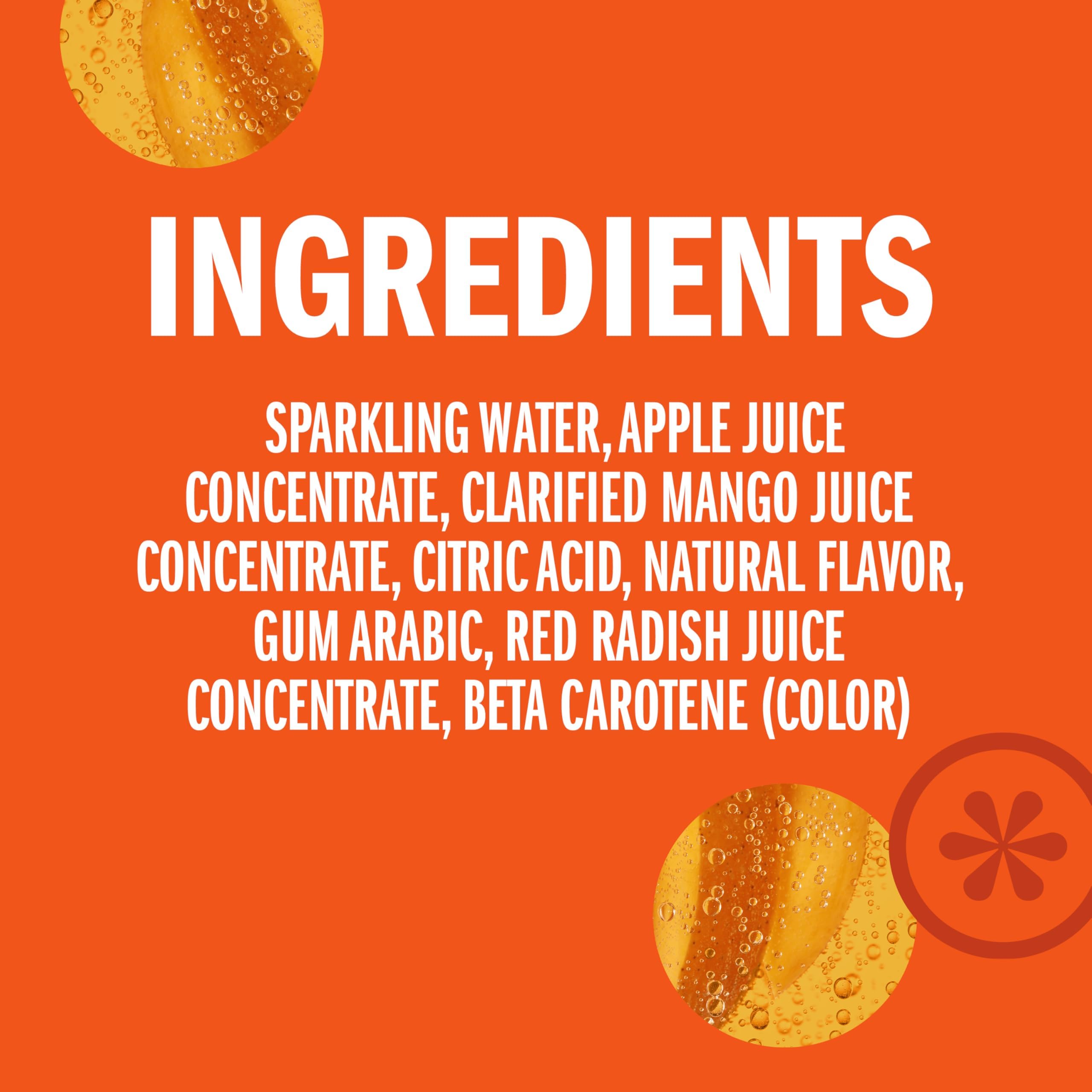 IZZE Mango Sparkling Juice can emphasizes 60% real fruit juice.