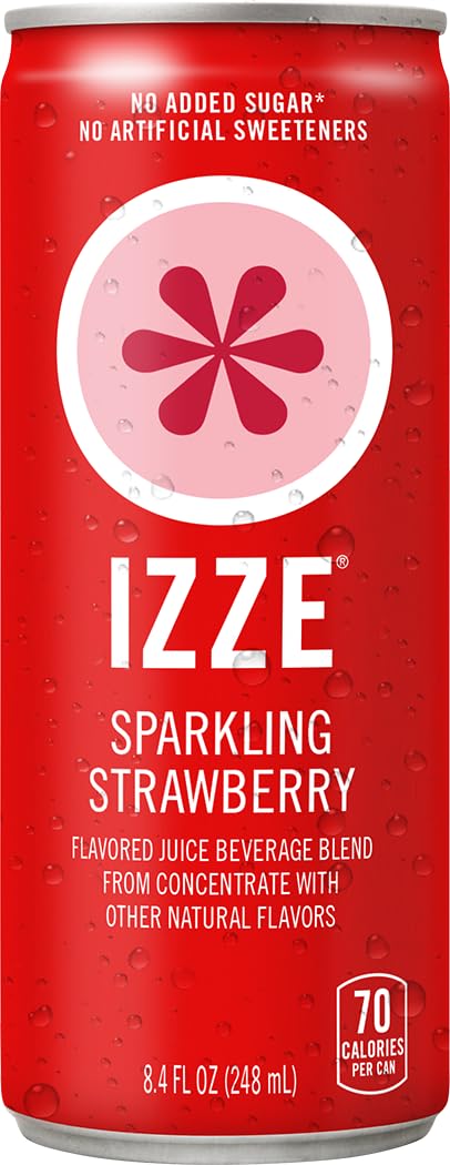 IZZE sparkling Strawberry 8oz can with real fruit juice, perfect for brunch or mocktails.