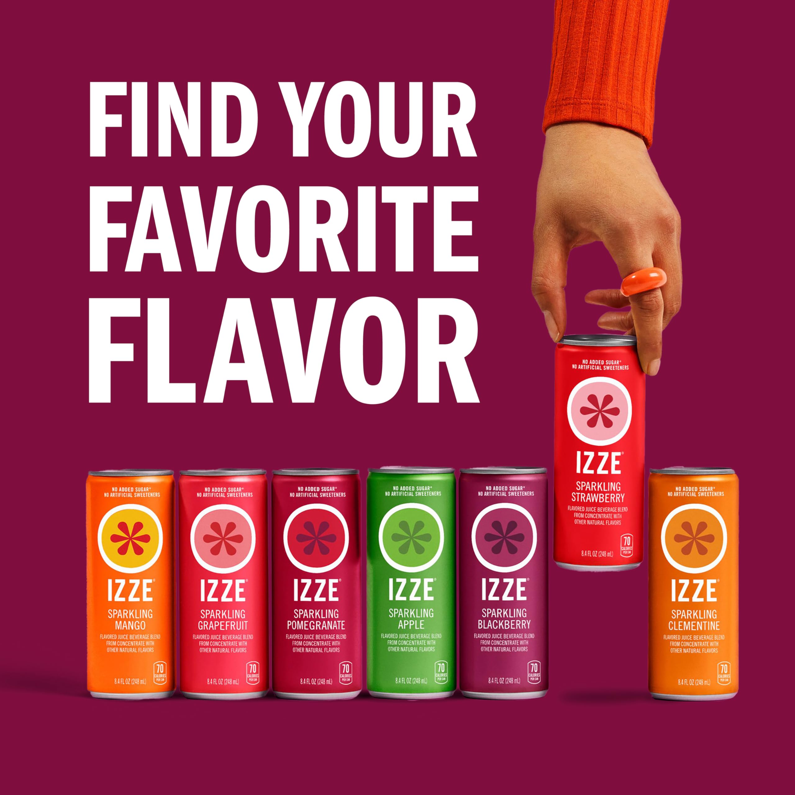 IZZE assortment of flavors from peach to apple for variety.