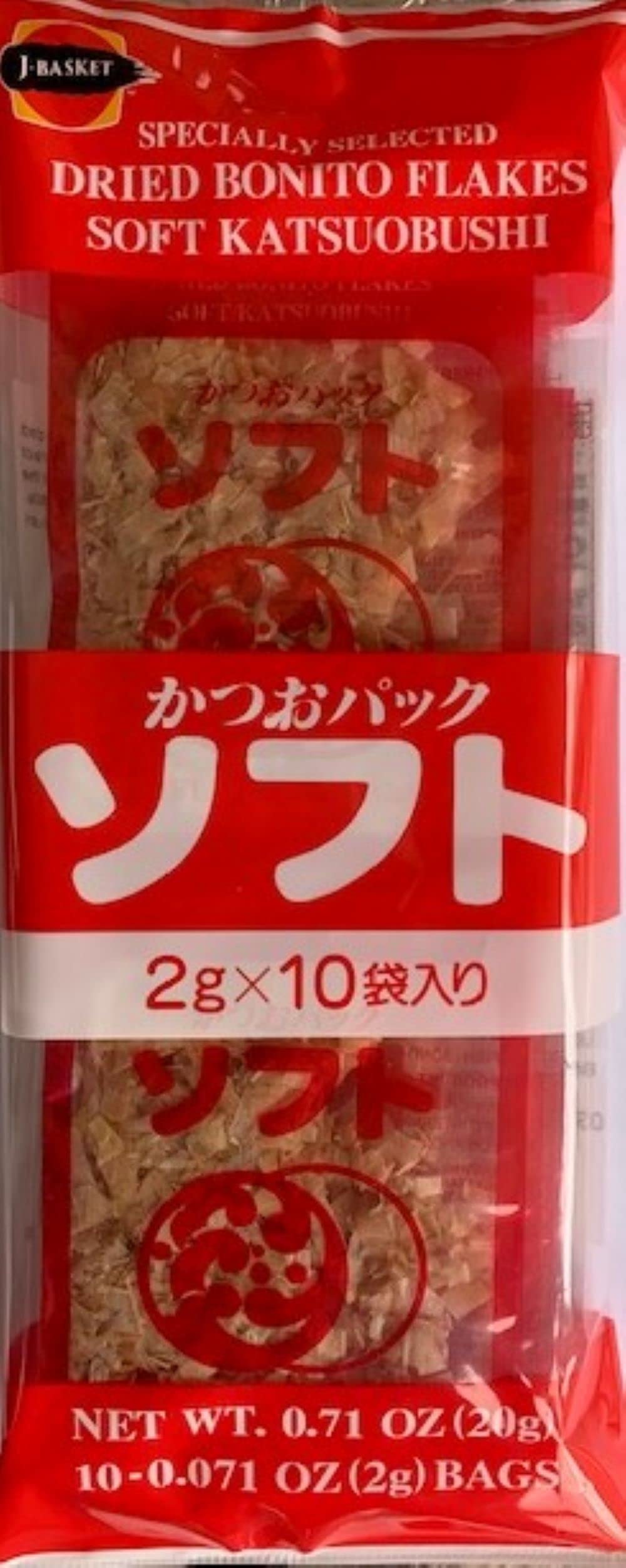 J-BASKET Katsuo Bushi bonito flakes packaging, convenient 10ct for quick use.
