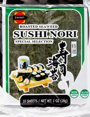 J-BASKET Seaweed Sushi Nori 10 sheets laid flat for easy homemade wraps