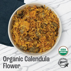 J Mac Botanicals calendula petals closeup ideal for infusions or cosmetic crafts.