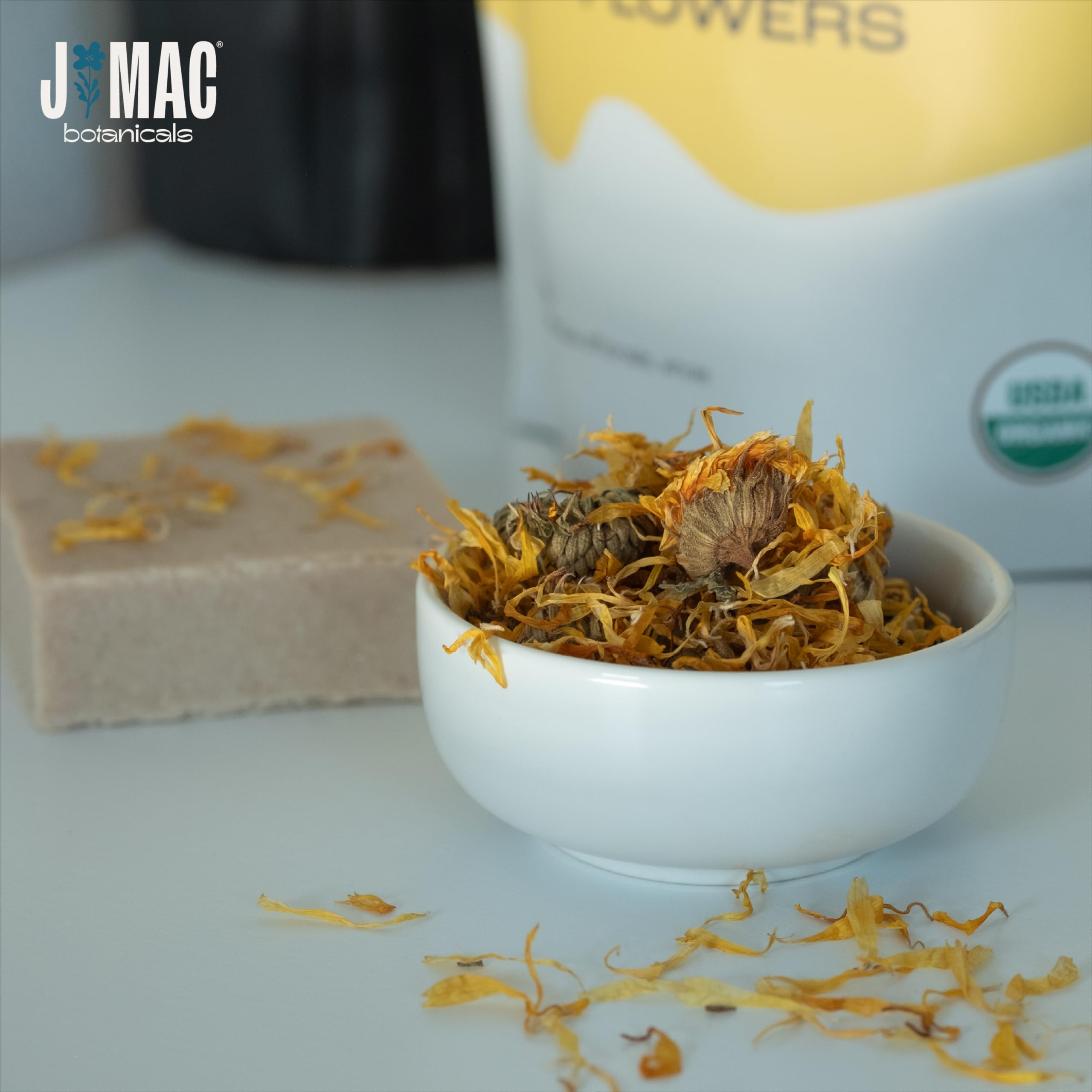 J Mac Botanicals calendula soap and salve making with dried petals.