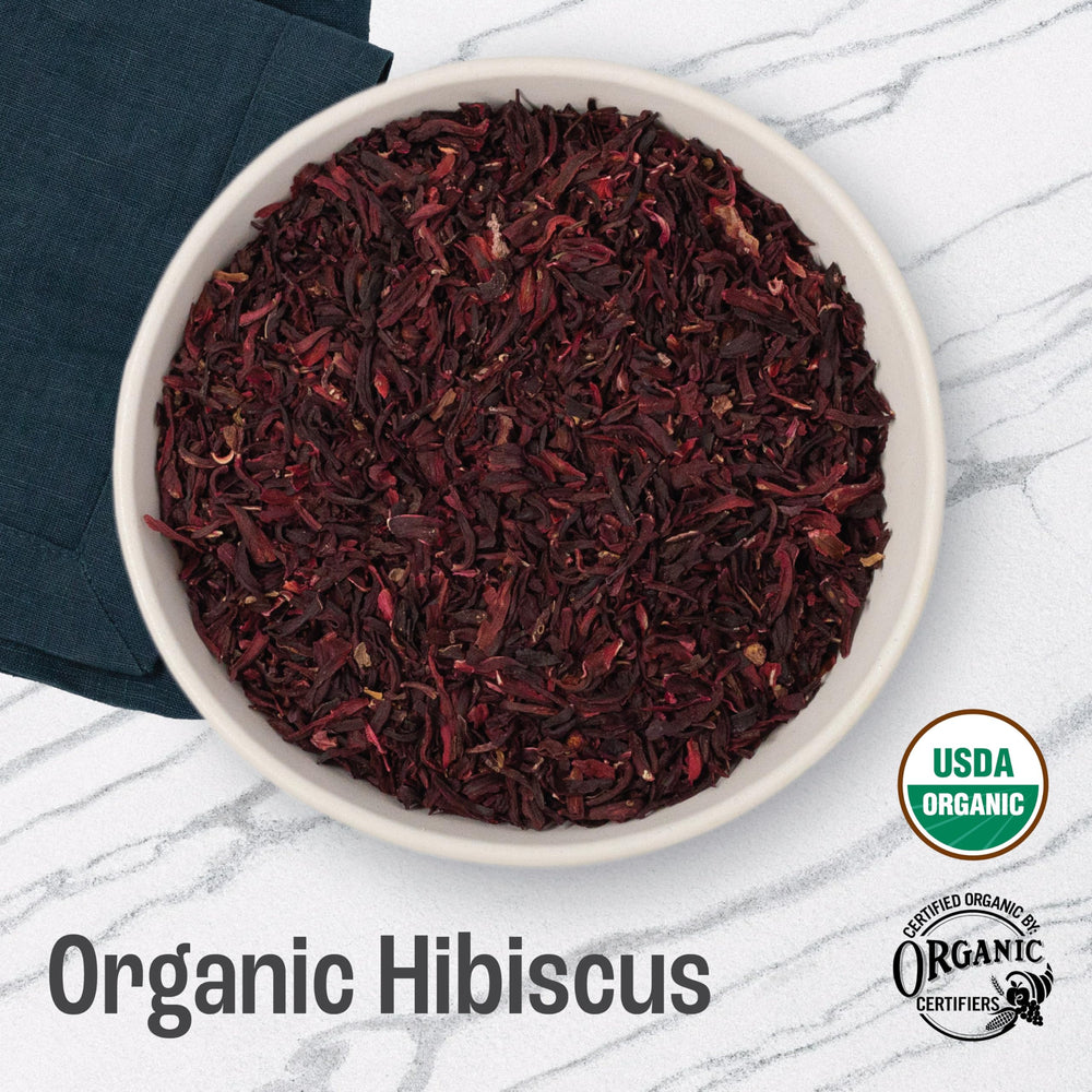 J Mac Botanicals dried hibiscus flowers from Egypt ready for herbal tea