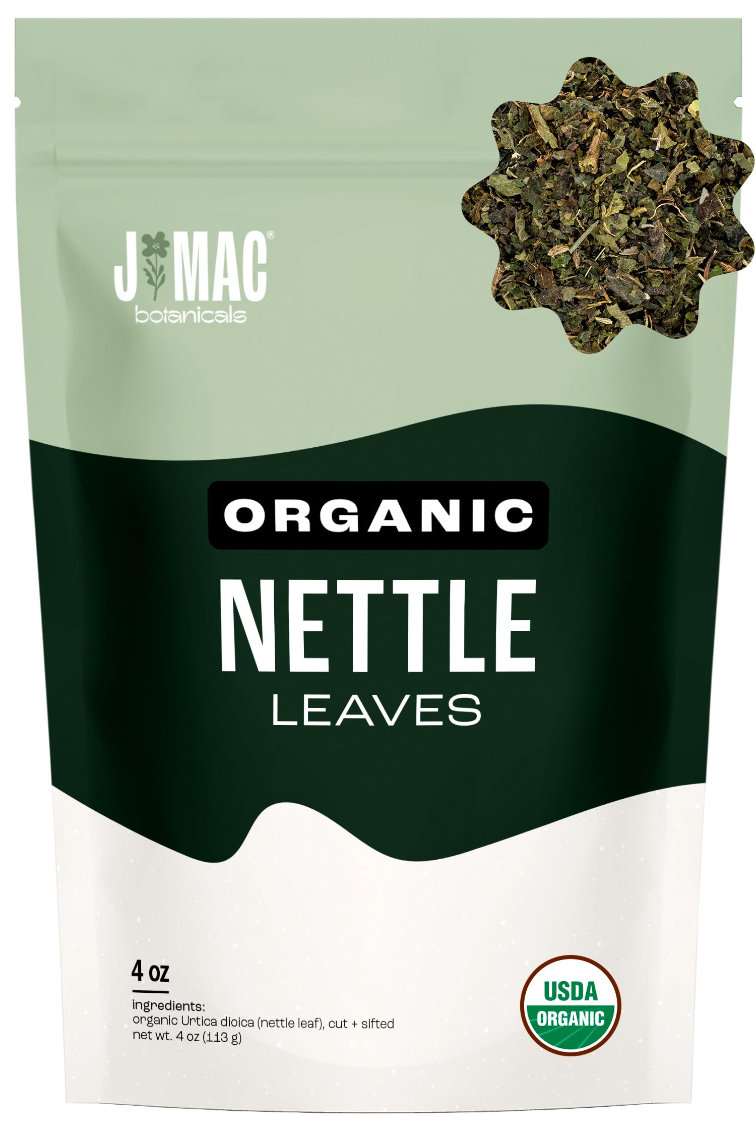 J Mac Botanicals nettle leaves dried for flavorful herbal infusion