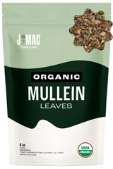 J Mac Botanicals organic mullein leaves in resealable bag for fresh tea.