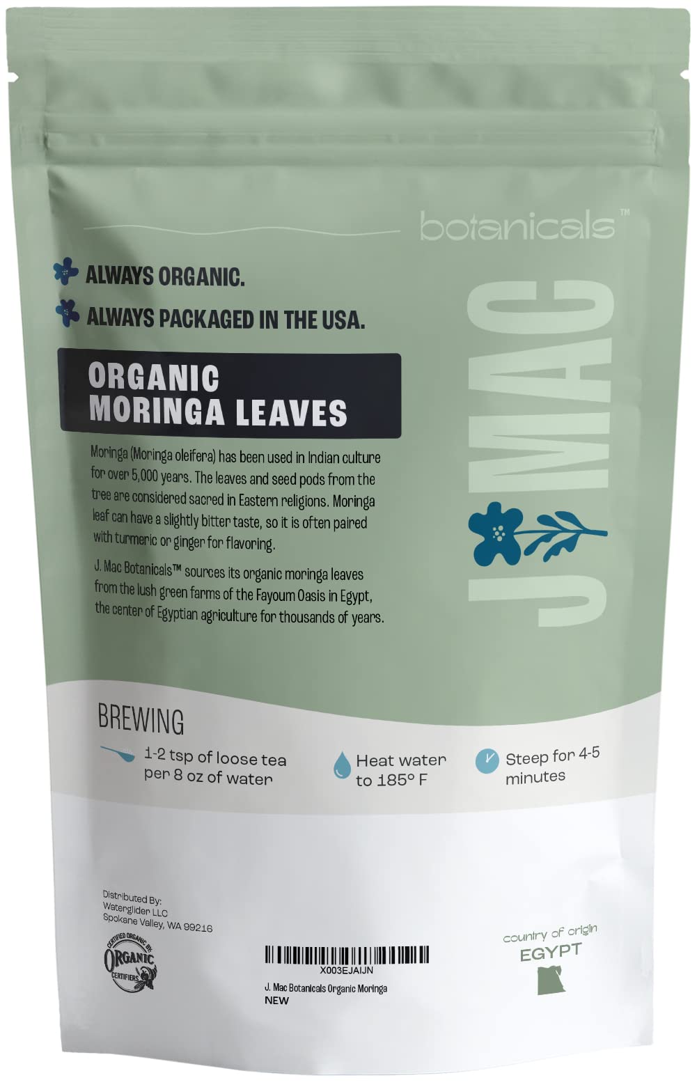 J Mac Botanicals steaming moringa tea cup ready to enjoy