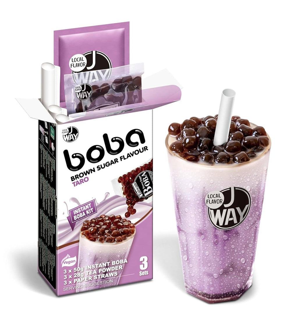 J WAY Instant Boba Kit taro tea pearls ready in minutes for quick at-home indulgence