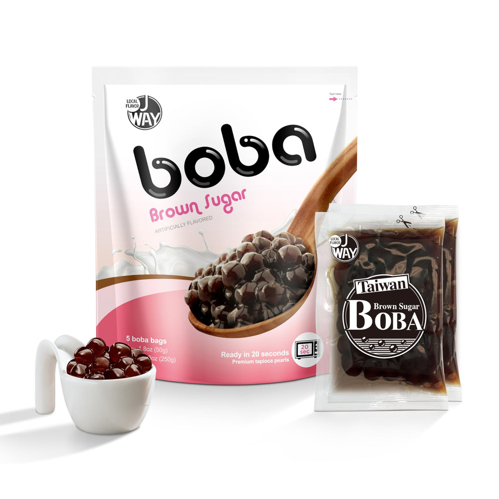 J WAY BOBA brown sugar pearl pouch ready for quick bubble tea at home