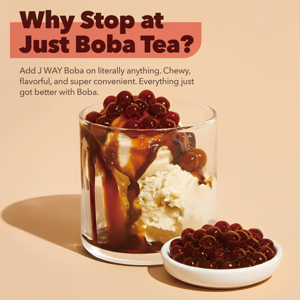 J WAY BOBA dessert topping with brown sugar coating