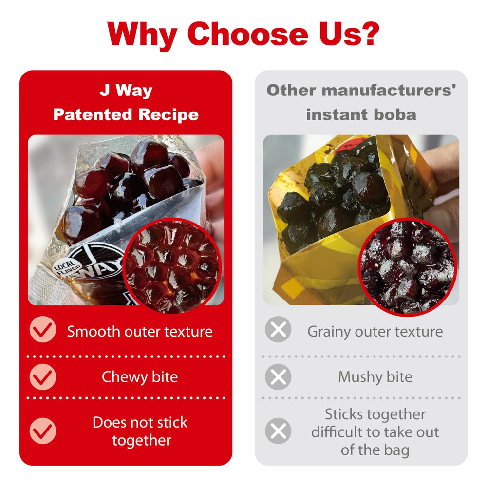 J WAY BOBA vegan and gluten-free pearls ideal for kids snacks
