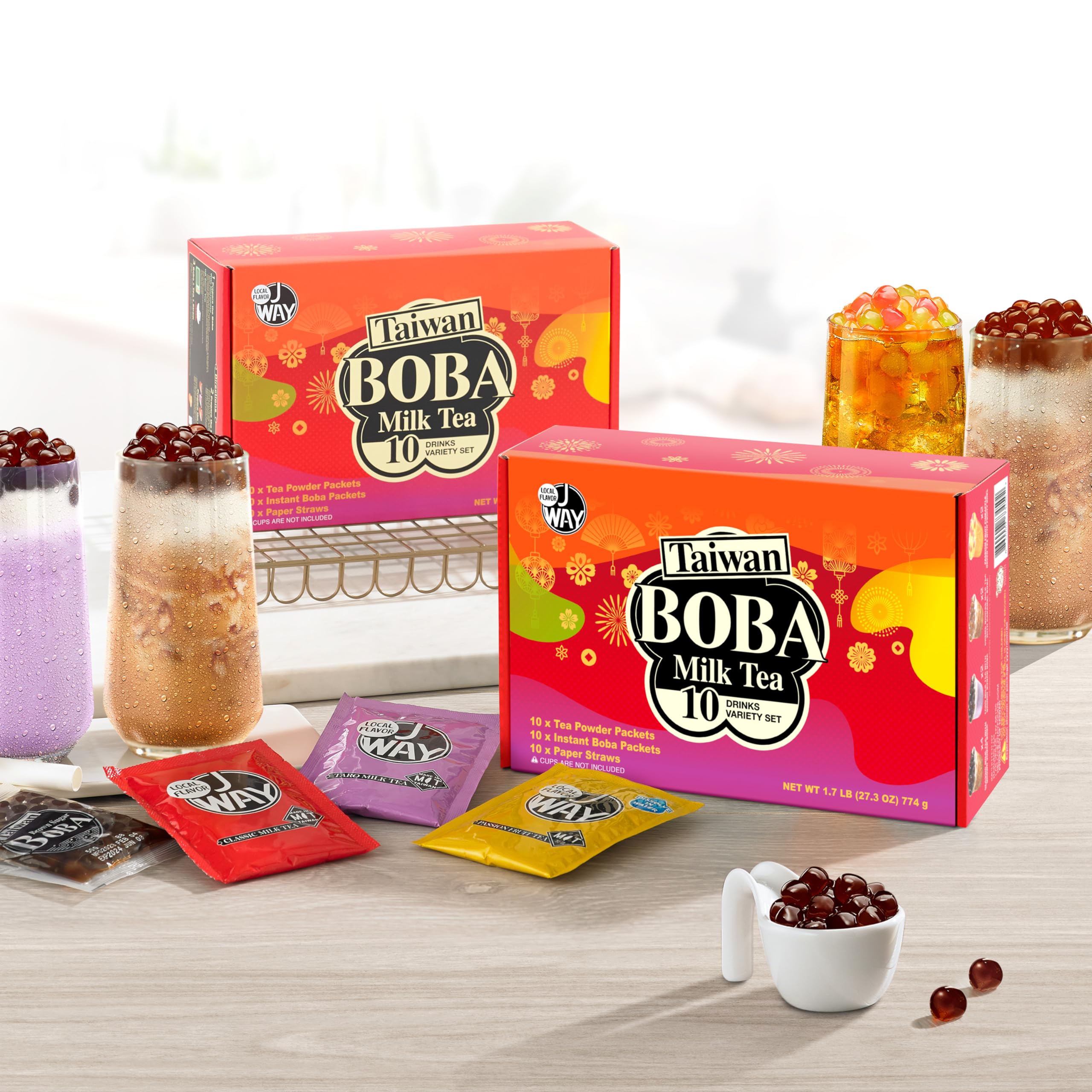 J WAY Local Flavor milk tea powder packets for cafe-style drinks at home