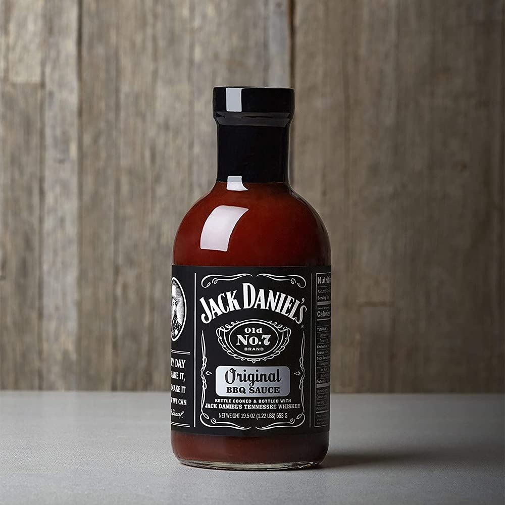 Jack Daniel's Old No. 7 BBQ Sauce 2-pack back label shows ingredients and grilling ideas
